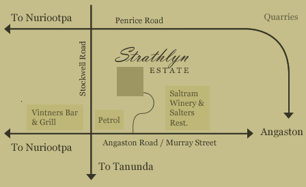 A map showing the location of Strathlyn in the Barossa Valley